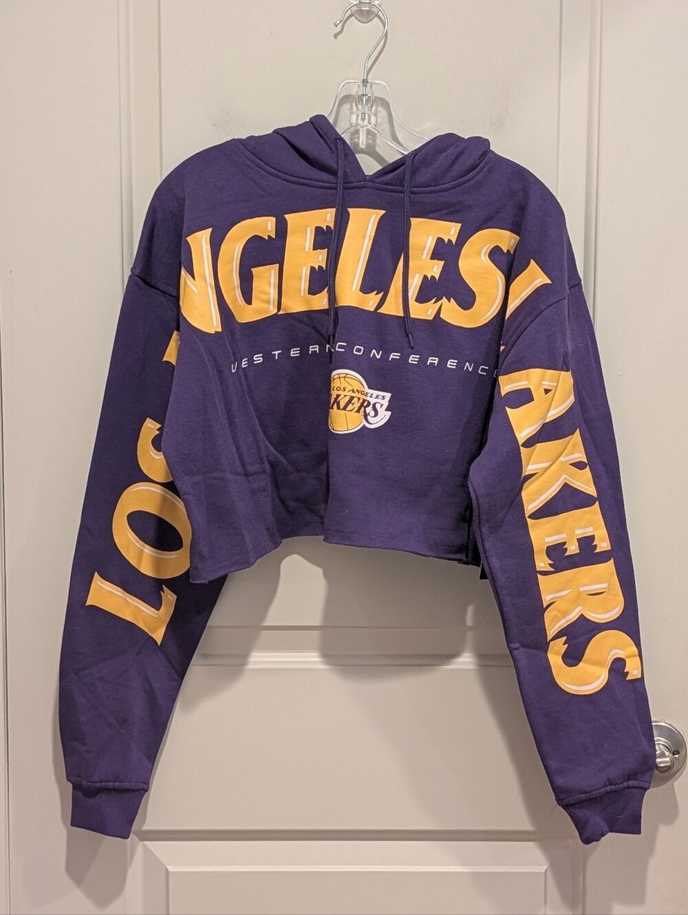 NBA Ultra Game Purple and Gold Los Angeles Lakers Cropped Hoodie Sweatshirt